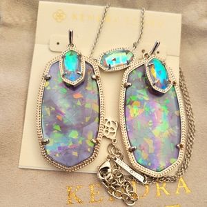 💖NWOT RARE💖 KENDRA SCOTT Custom Silver Lilac Iridescent Illusion Dichroic Set